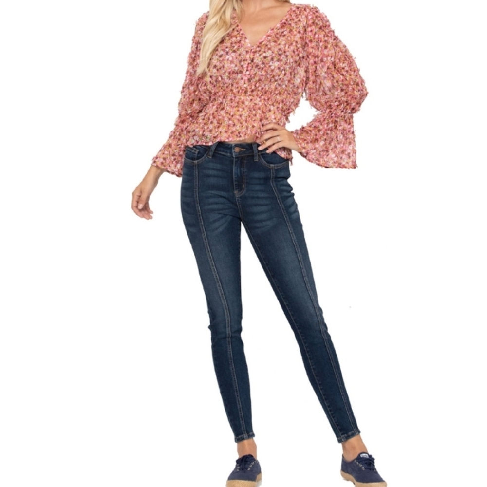 Judy Blue Lycra High Rise Dark Blue Women's Jeans With Front Seam - Picture 4 of 7